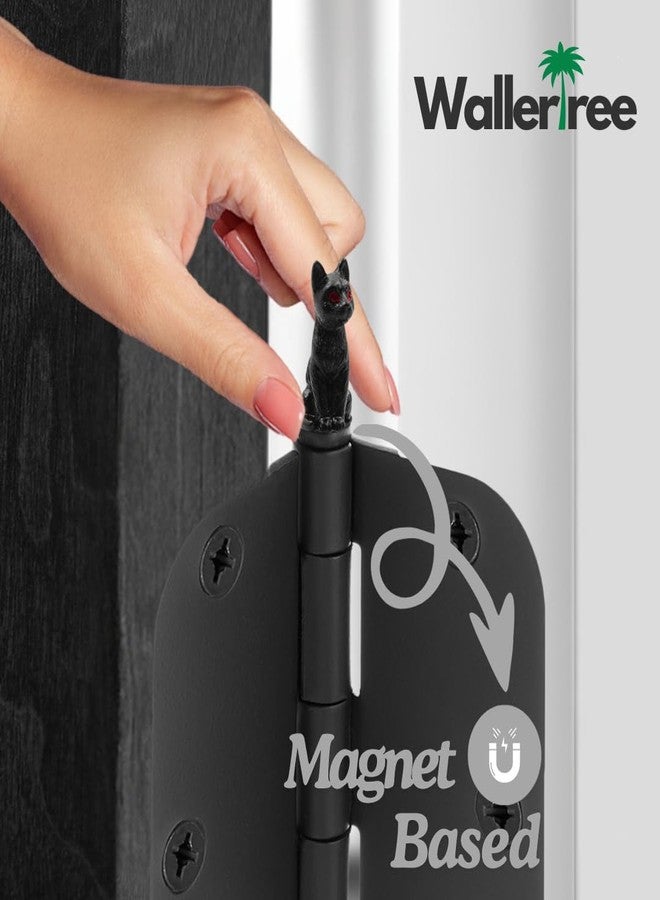 Wallertree Black Cat Hinge Heads Decorative Topper Set of 6 - Magnetic Door Hinge Toppers - Animal Hinge Head Home Deoration - Image 2